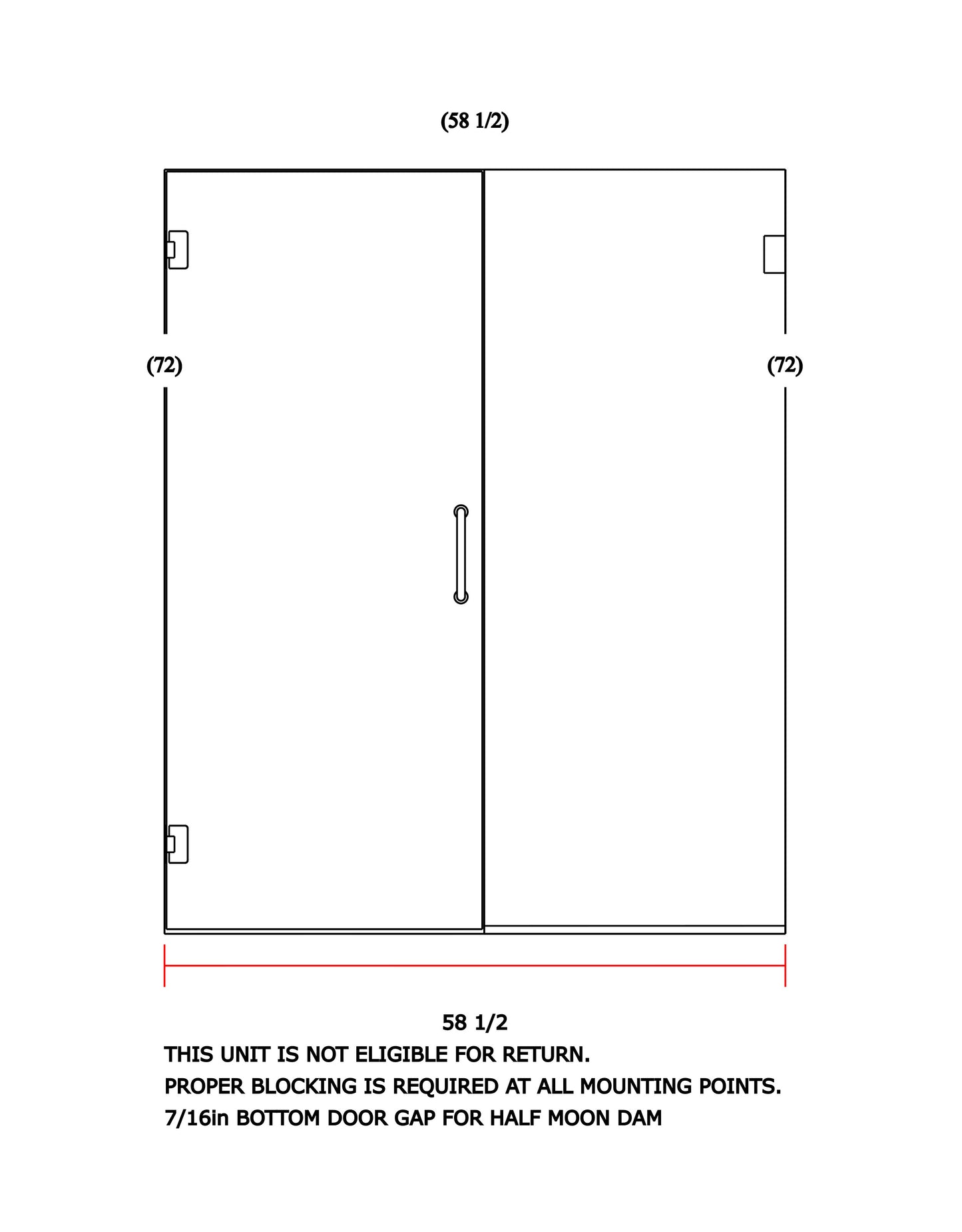 Glass Shower Enclosure 58"x72"