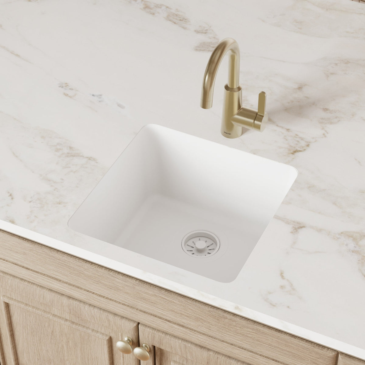 White Bar/Prep Bowl Seamless Undermount Sink 16-5/8"