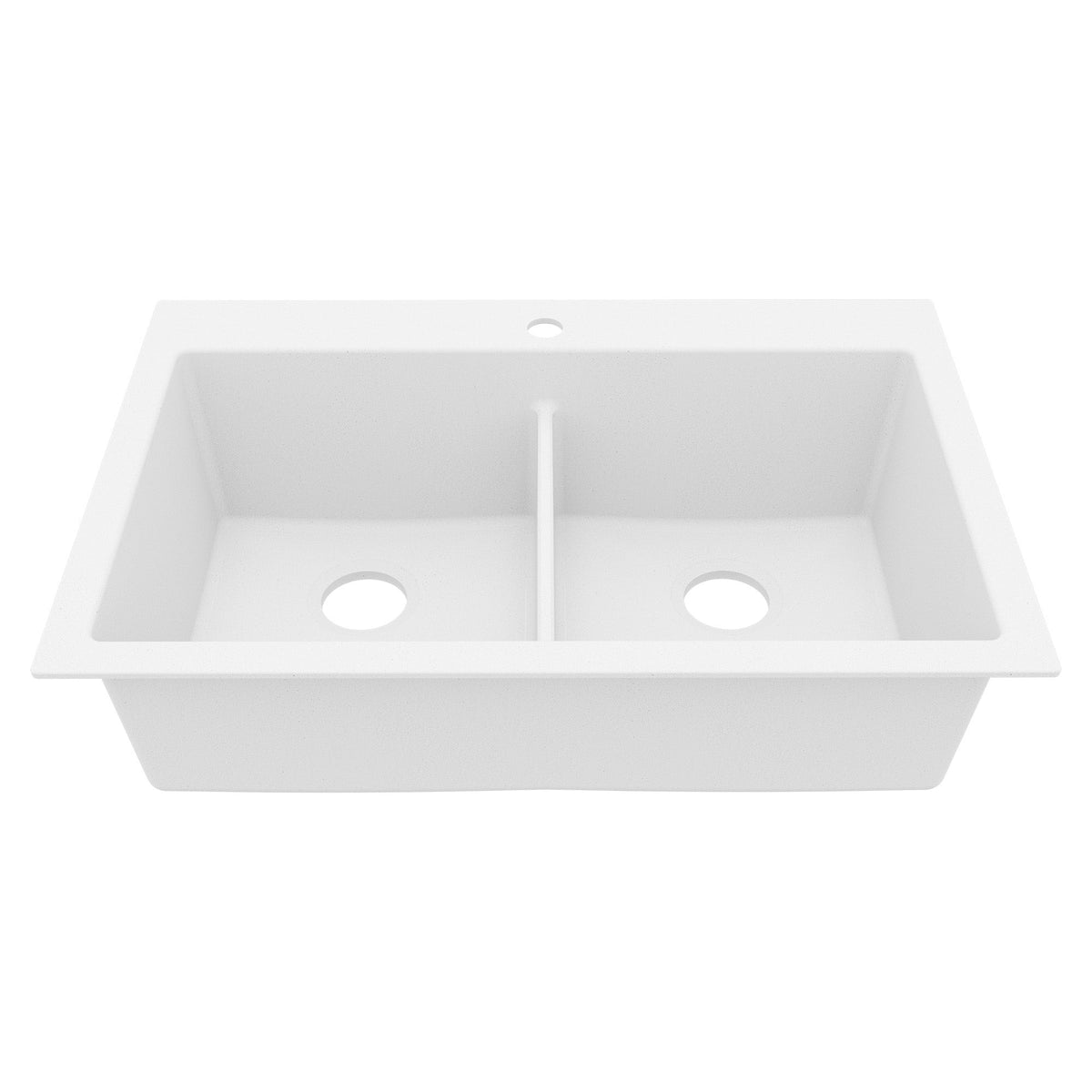 White Double Equal Bowl Top Mount Sink 33"