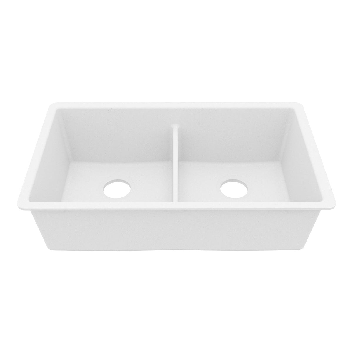 White Double Equal Bowl Undermount Sink 32-3/8"