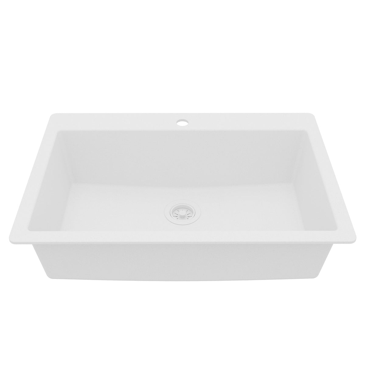 White Large Single Bowl Top Mount Sink 33"