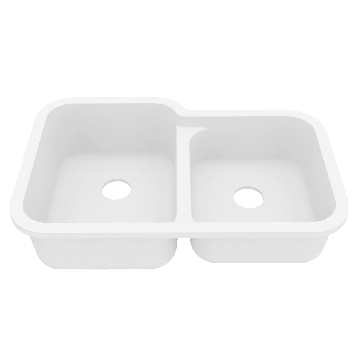 White Large/Small Bowl Seamless Undermount Sink 32-1/2"