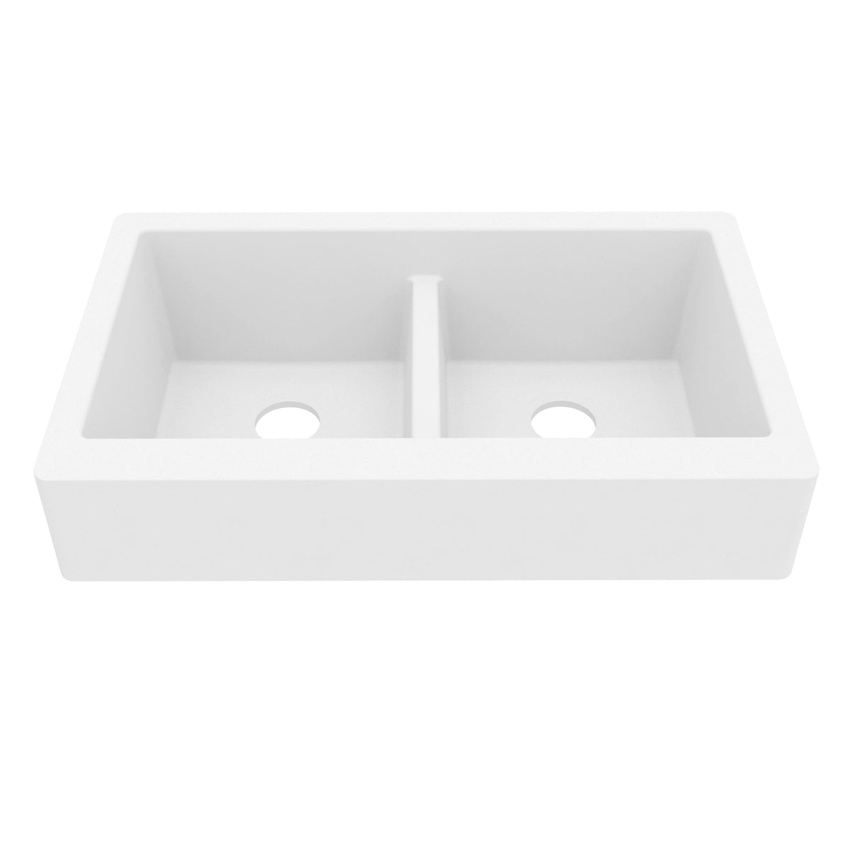 White Retrofit Double Equal Bowl Farmhouse Sink 34"