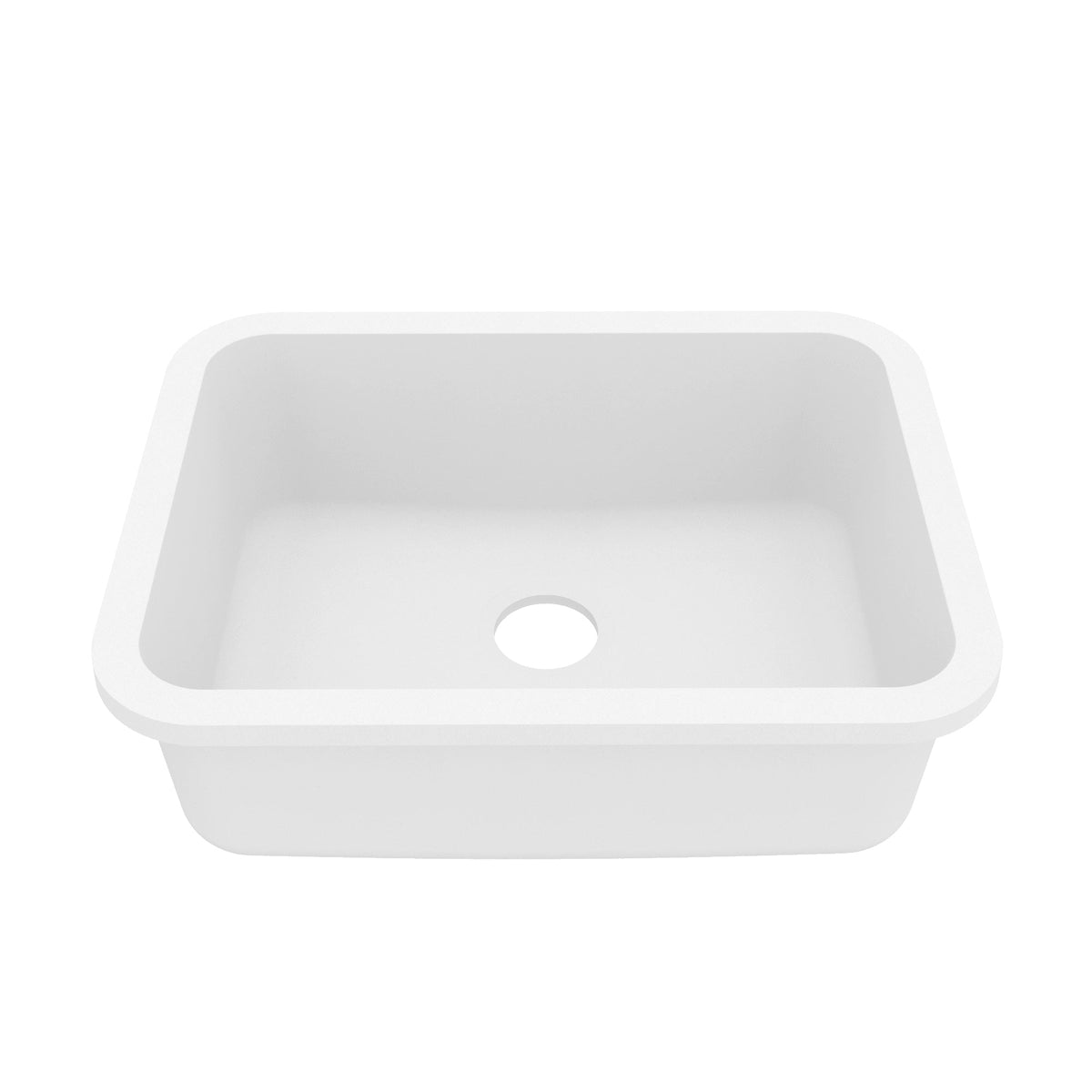 White Single Bowl Seamless Undermount Sink 24-1/4"