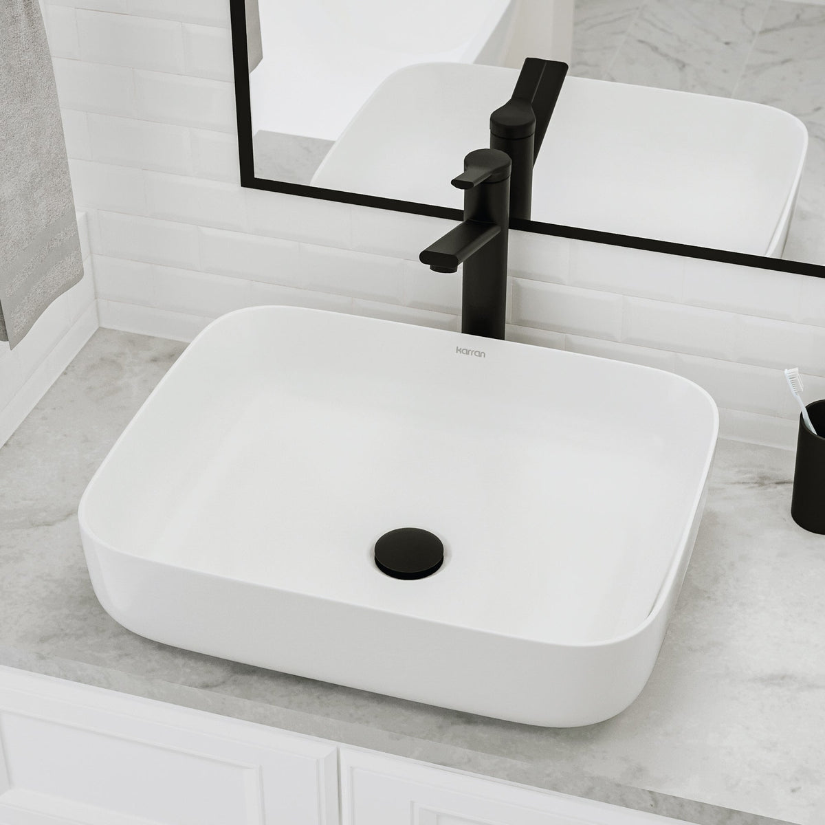 White Vessel Vanity Sink 19-5/8"