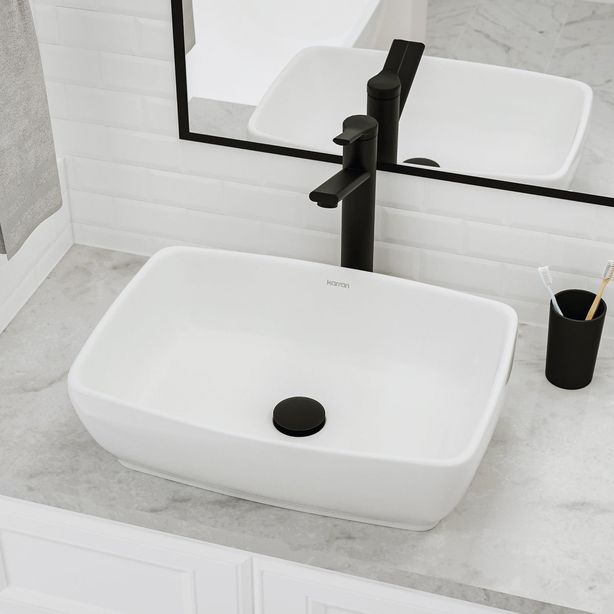 White Vessel Vanity Sink 19"