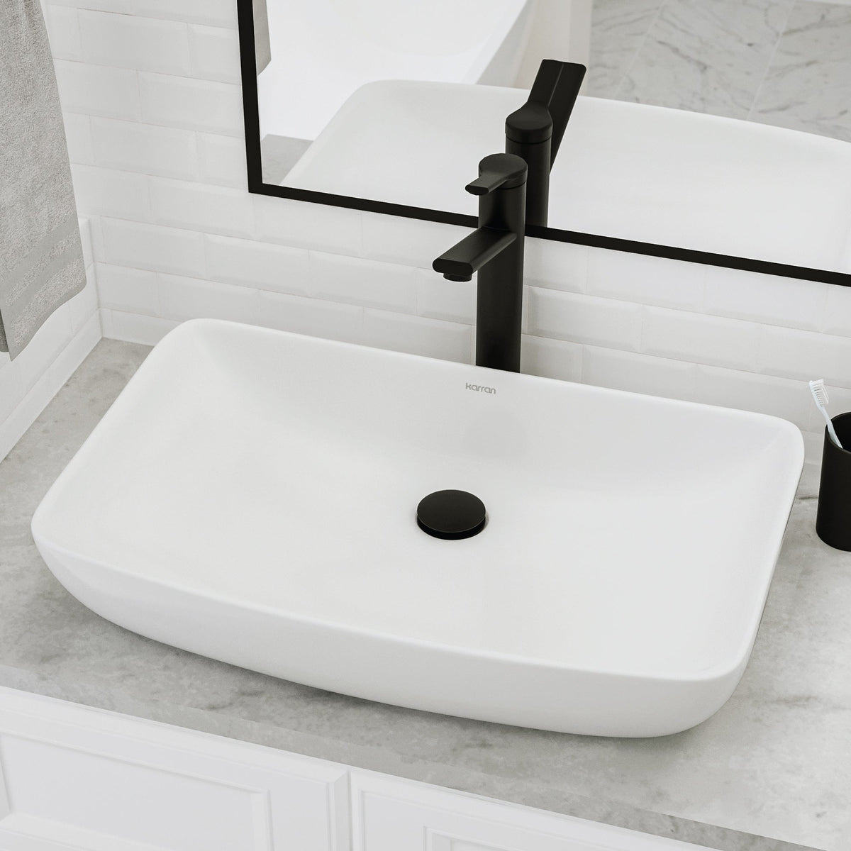 White Vessel Vanity Sink 24"