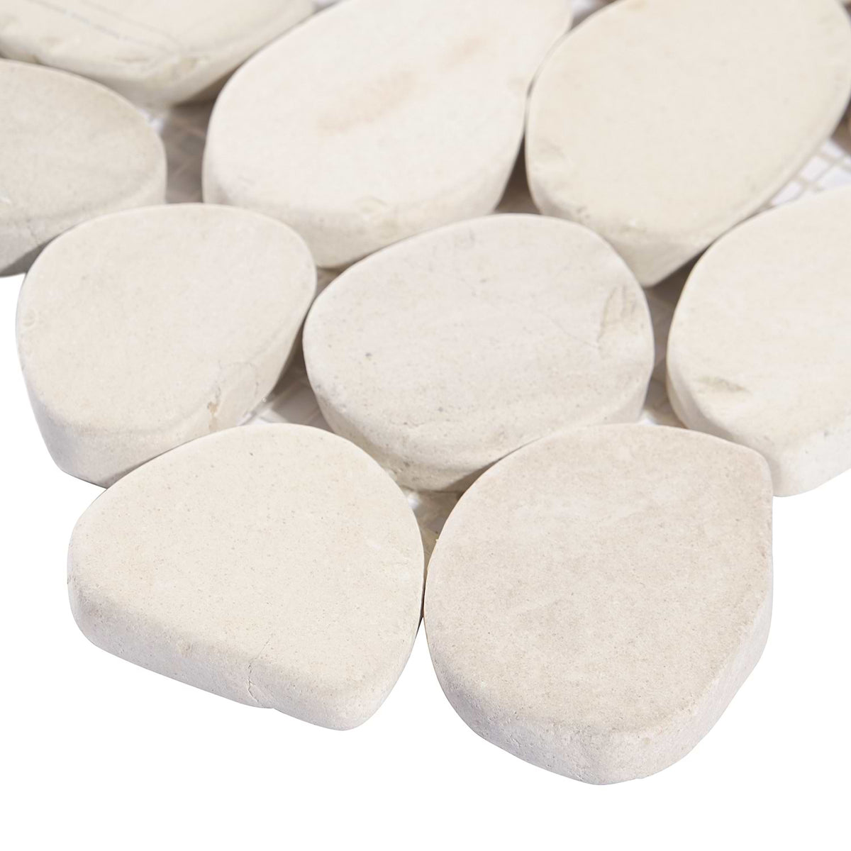 Pebblestone Lovina White Sliced Round Honed