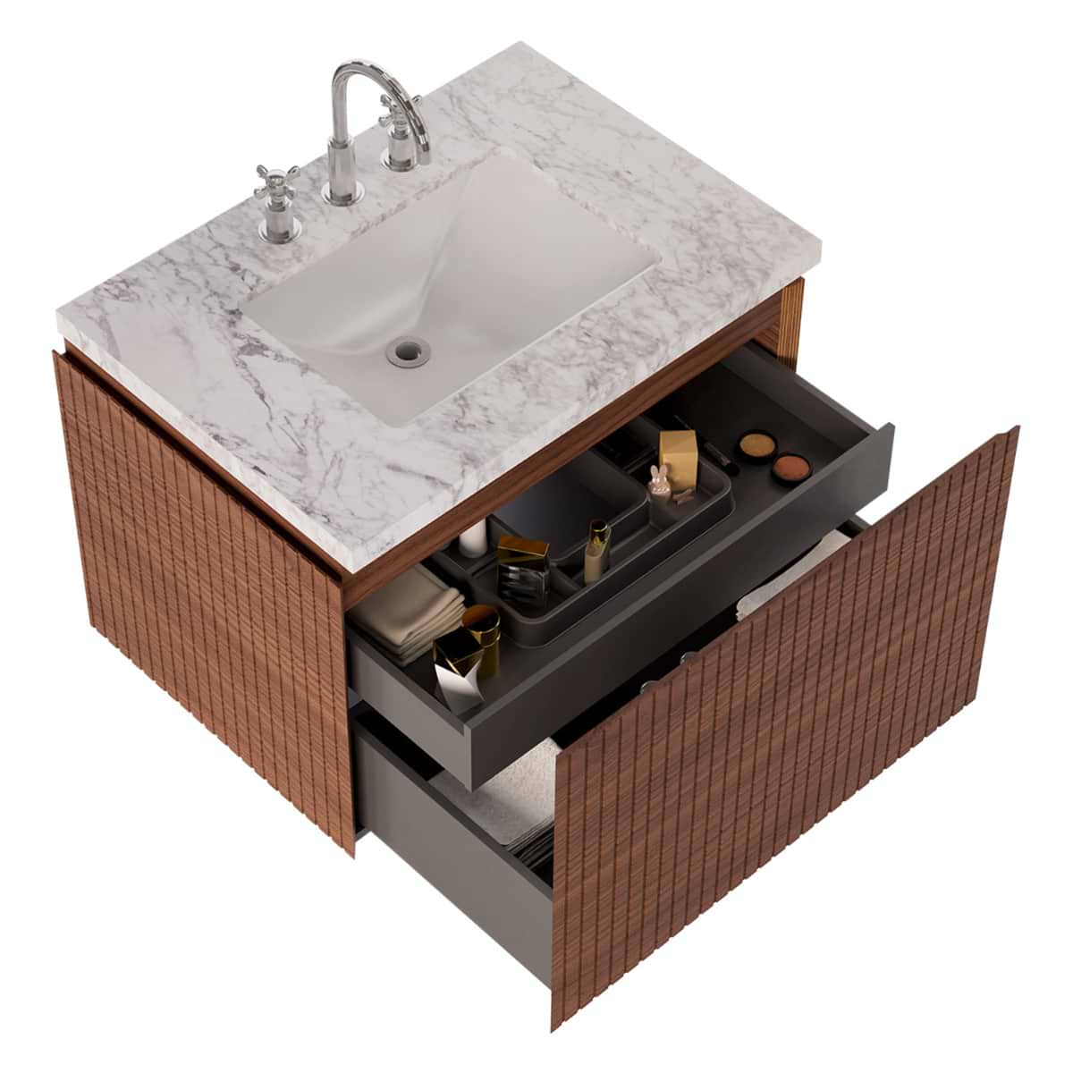 Melrose Walnut 30" Single Vanity without Top