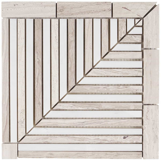 Avant Garde Linear Corner Piece Asian Statuary & Wooden Beige Polished