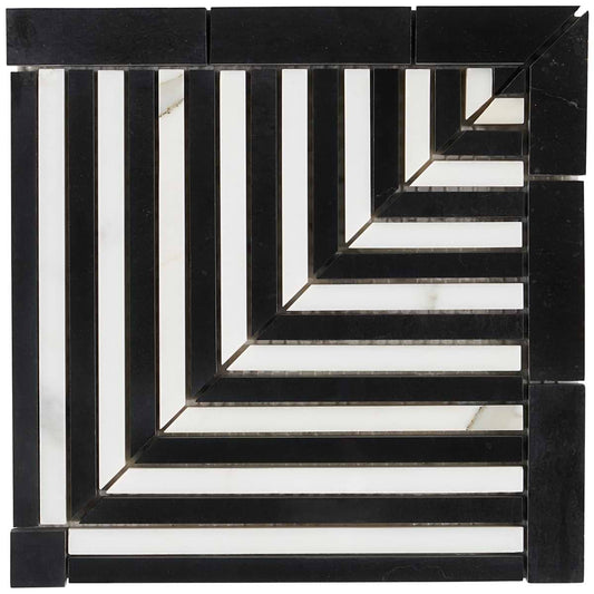 Avant Garde Linear Corner Piece Calacatta Black Jade Polished