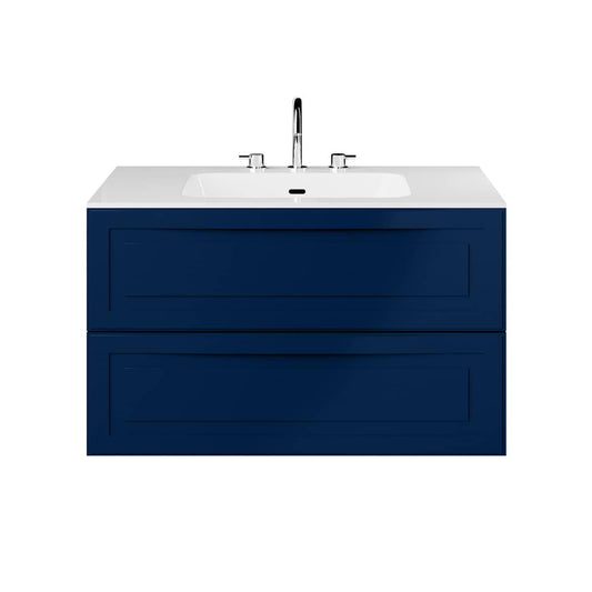 Alma Blue 36" Single Vanity with Integrated White Solid Surface Top (discontinued)