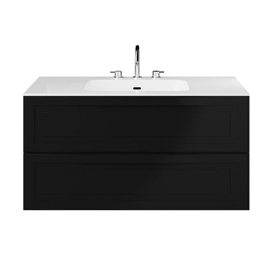 Alma Black 42" Single Vanity with Integrated White Solid Surface Top (discontinued)
