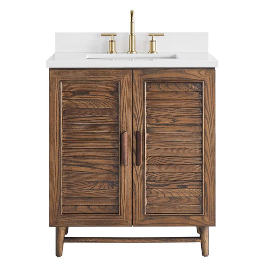 Lowell Dark Walnut 30" Single Vanity with Pure White Quartz Top (discontinued)