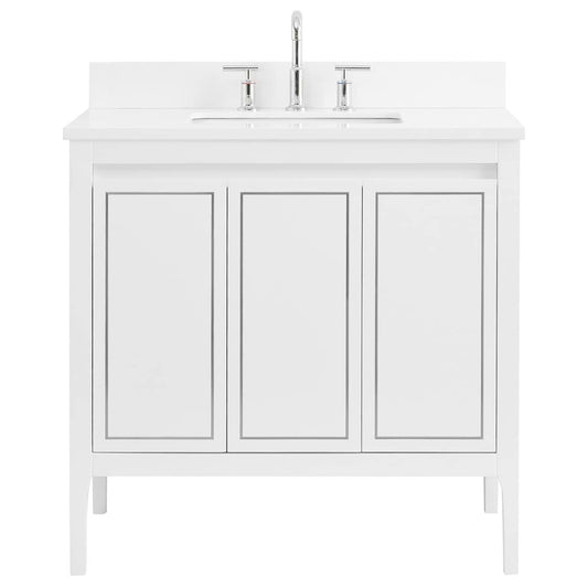 Province White and Silver 36" Single Vanity with Pure White Quartz Top (discontinued)