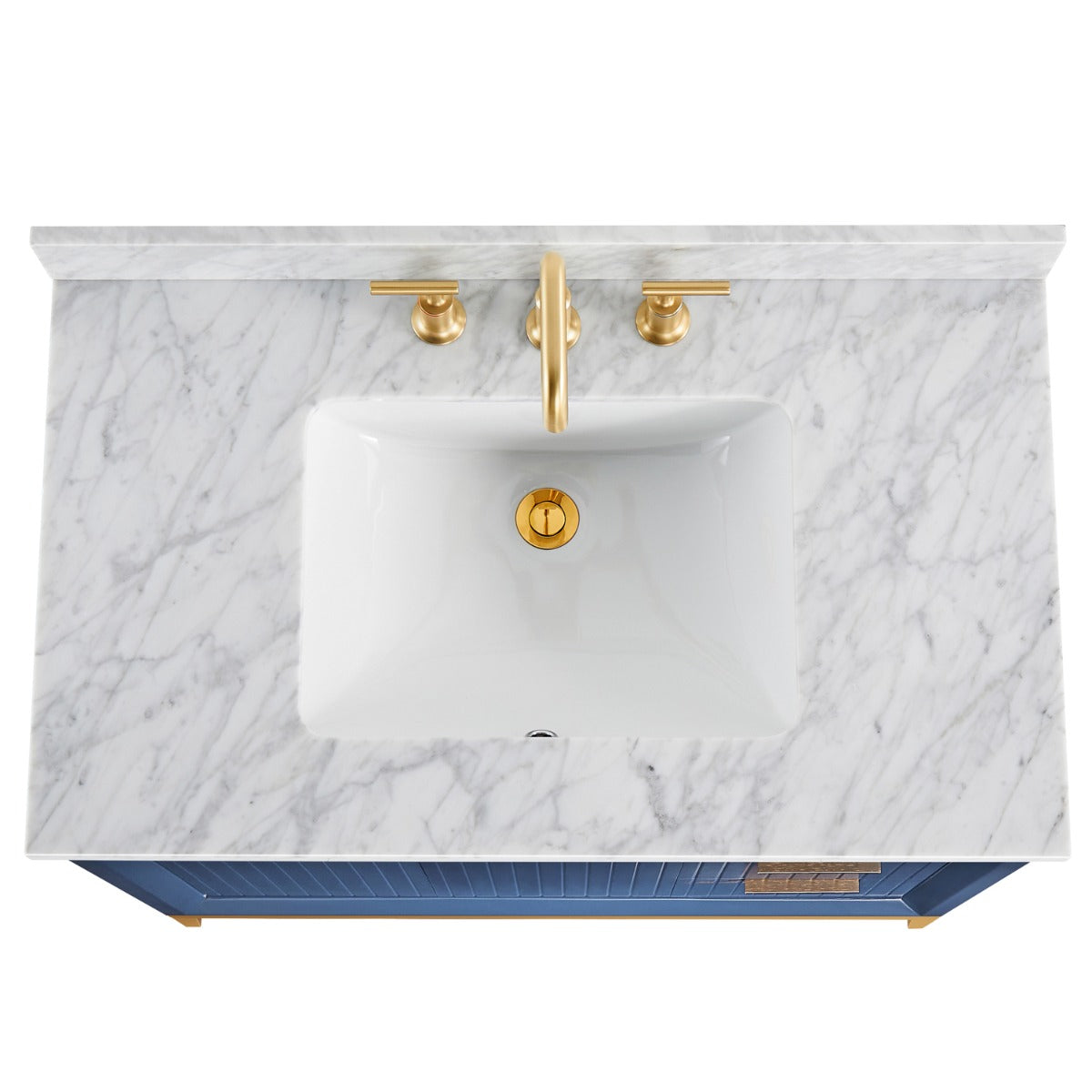 Bungalow Navy and Gold 36" Single Vanity with Carrara Marble Top (discontinued)