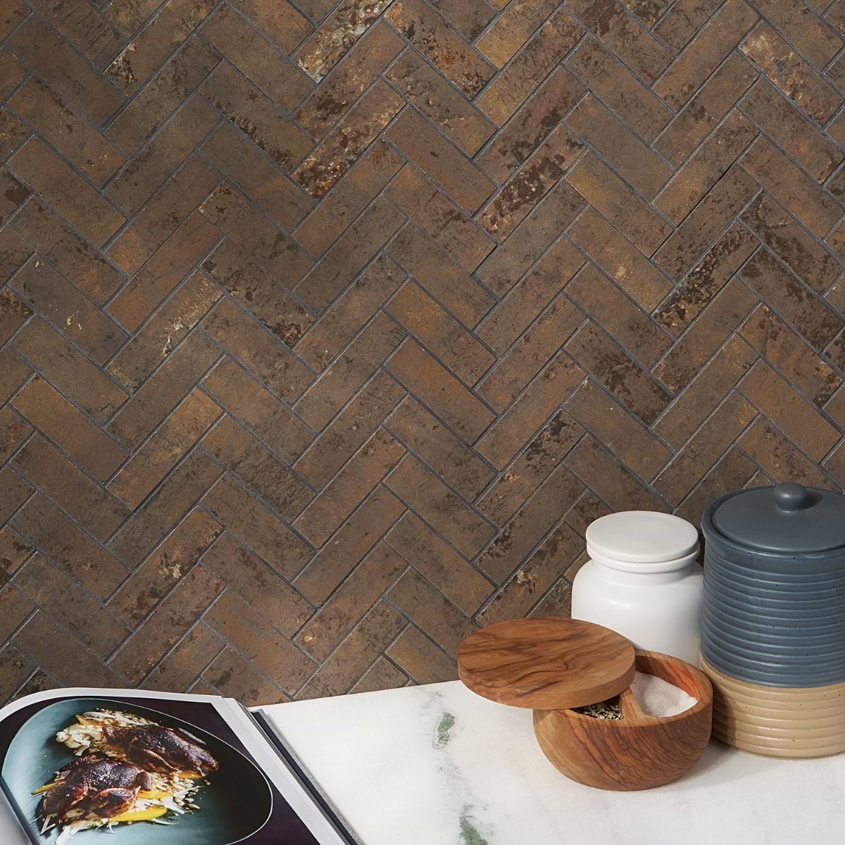 Copper Herringbone Matte
