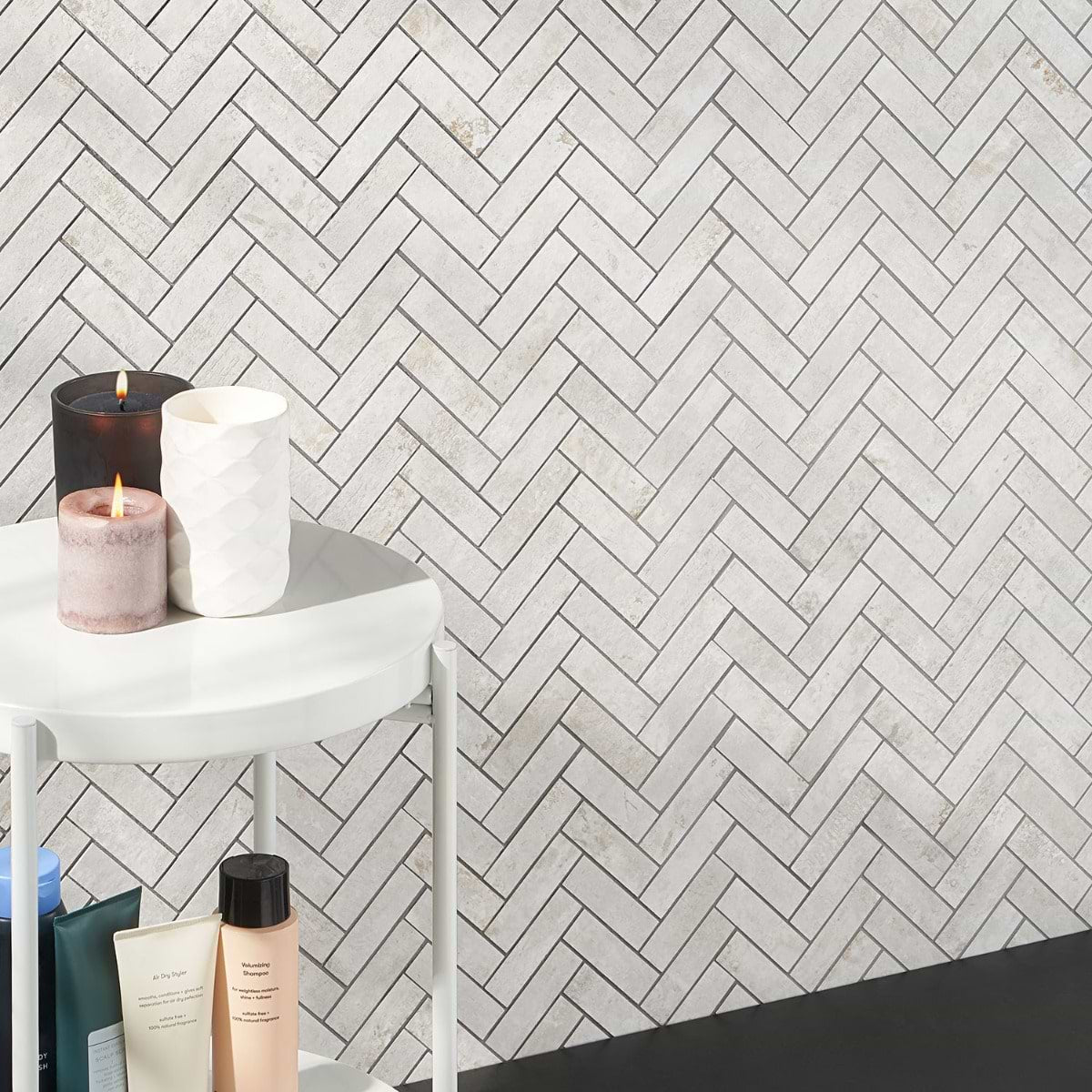 Ivory Herringbone Matte