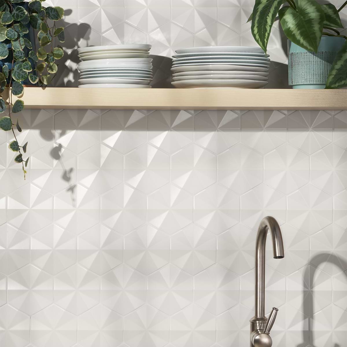 Ogassian 3D White 6" Hex Matte