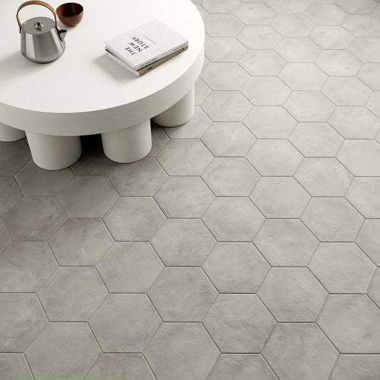 Gray Sabbia 8" Hex Matte