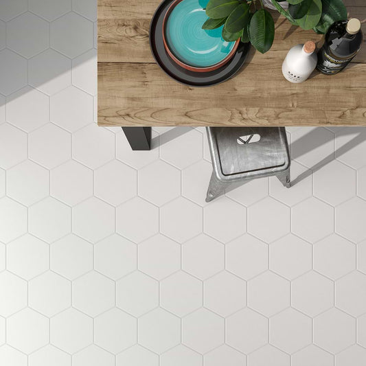 White 10" Hex Matte