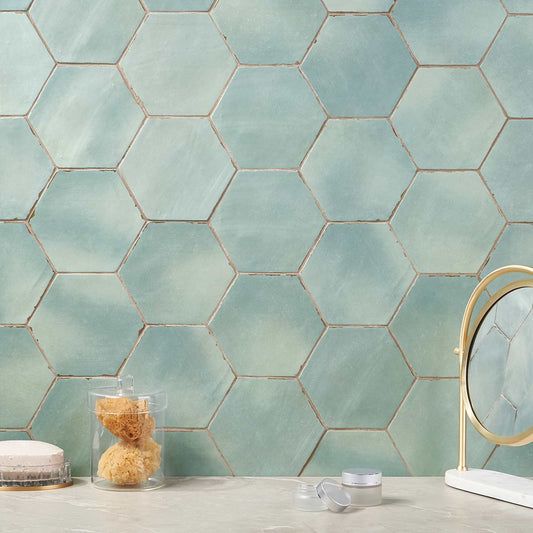 Bettina Blue 6" Hex Matte