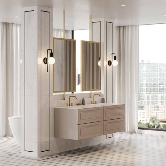Alma Taupe 30" Single Vanity with Integrated White Solid Surface Top (discontinued)