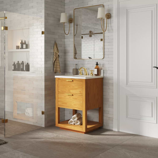 Dayton Woodgrain 24" Single Vanity with Pure White Quartz Top (discontinued)