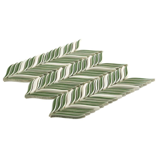 Baroque Glass Petals Fern Green Crackled