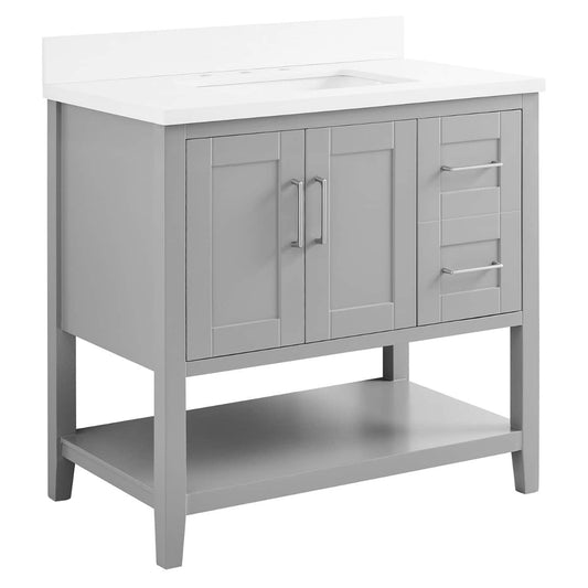 Sheraton 36" Gray Vanity with Pure White Quartz Top and Ceramic Basin (discontinued)