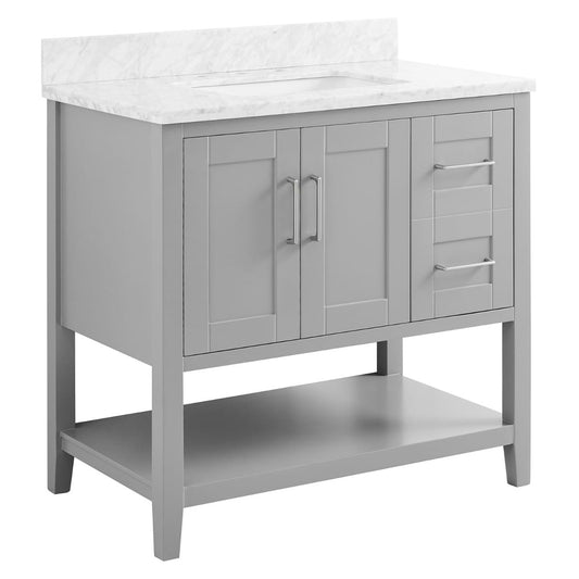 Sheraton 36" Gray Vanity with Carrara Marble Top and Ceramic Basin (discontinued)