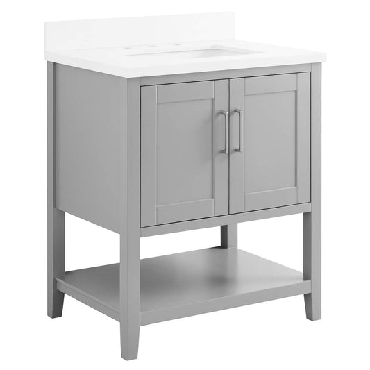 Sheraton 30" Gray Vanity with Pure White Quartz Top and Ceramic Basin (discontinued)
