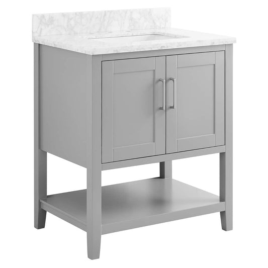 Sheraton 30" Gray Vanity with Carrara Marble Top and Ceramic Basin (discontinued)