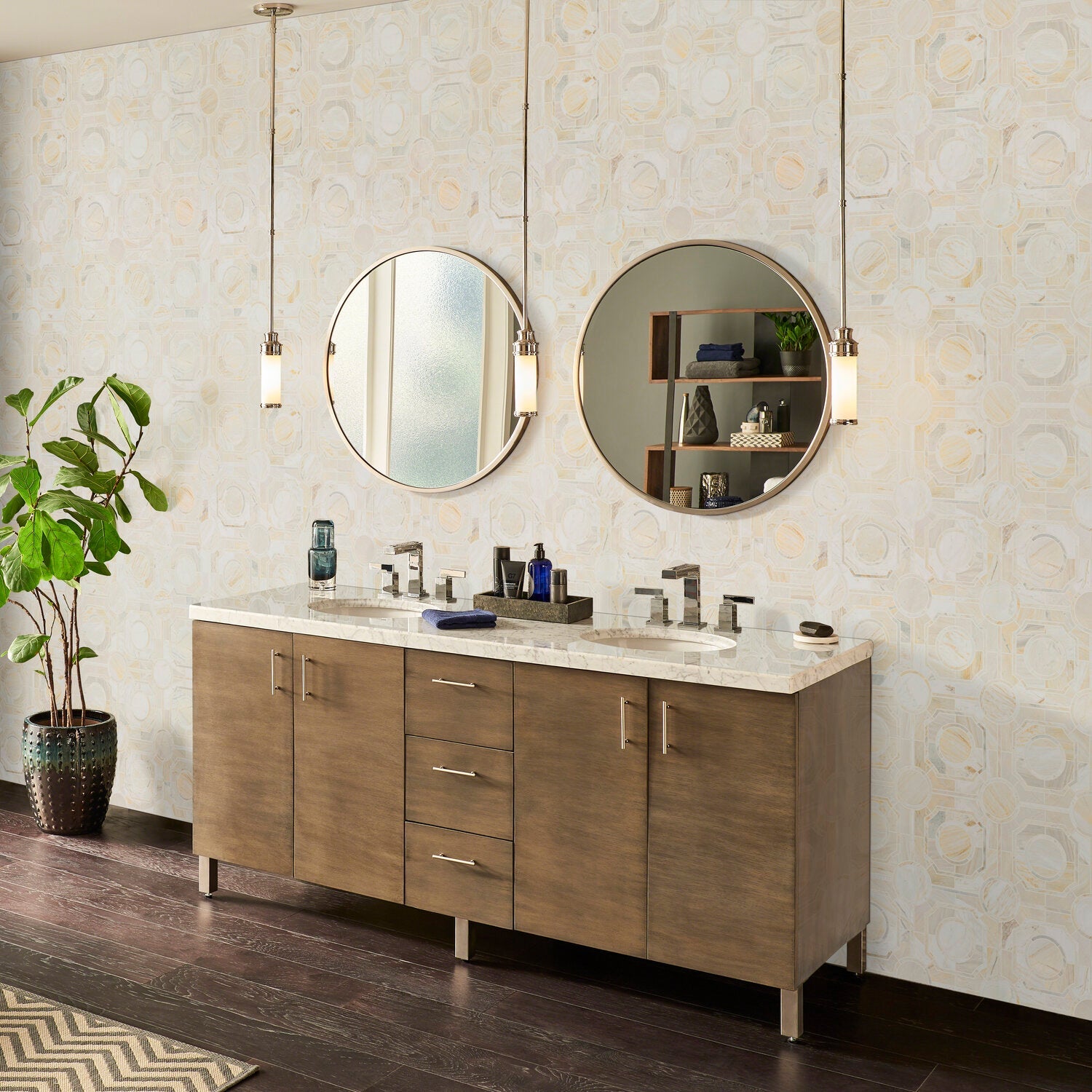 Athena Gold 10"x10" Regency Polished Marble Mosaic Floor And Wall Tile