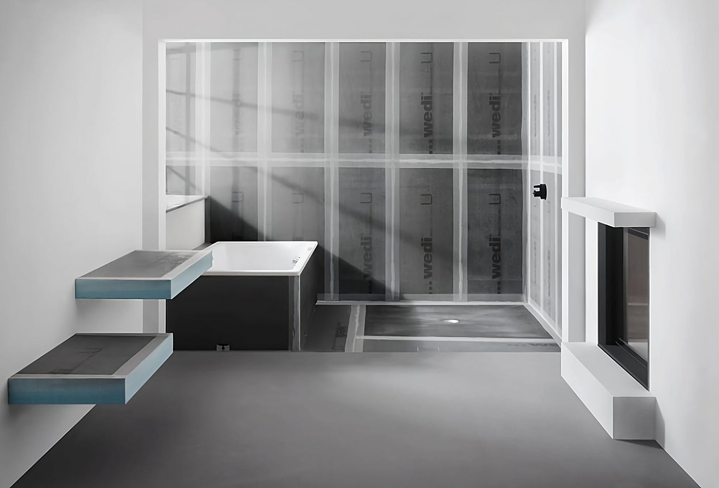 Wedi Waterproofing Extruded Polystyrene Cement Resin Coated Boards w/ Fiberglass Mesh 48" x 32" x ½" With Heat Insulation for Shower Wall & Floor