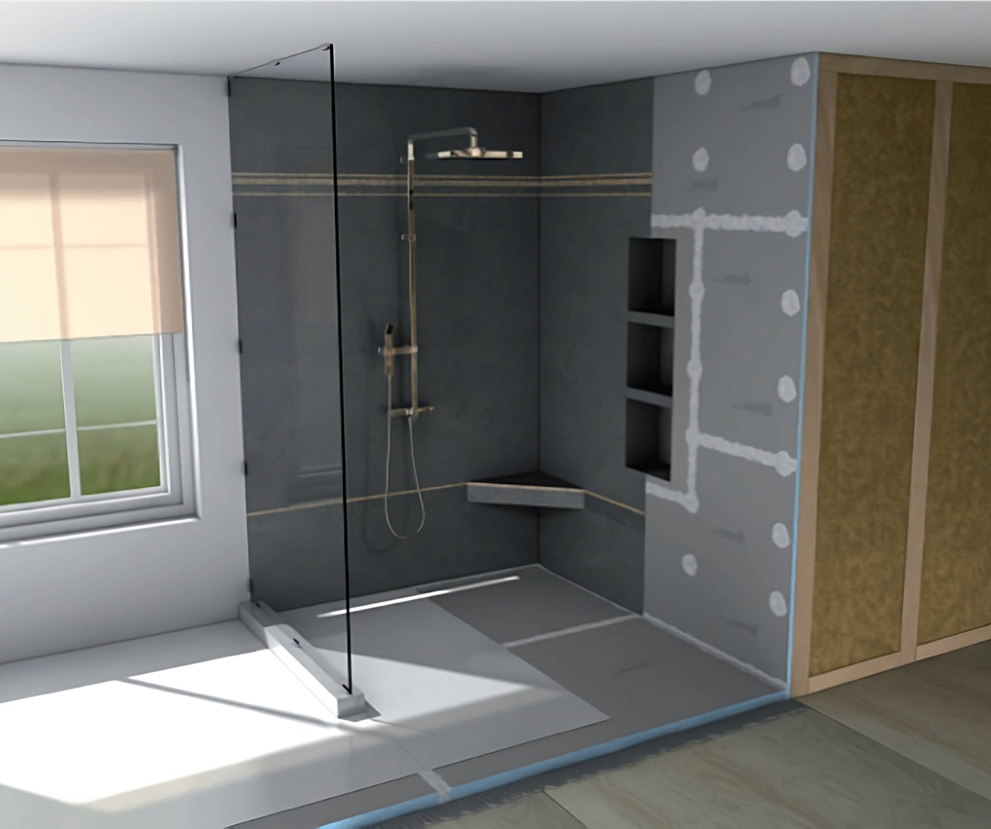 Wedi Waterproofing Extruded Polystyrene Cement Resin Coated Boards w/ Fiberglass Mesh 48" x 32" x ½" With Heat Insulation for Shower Wall & Floor