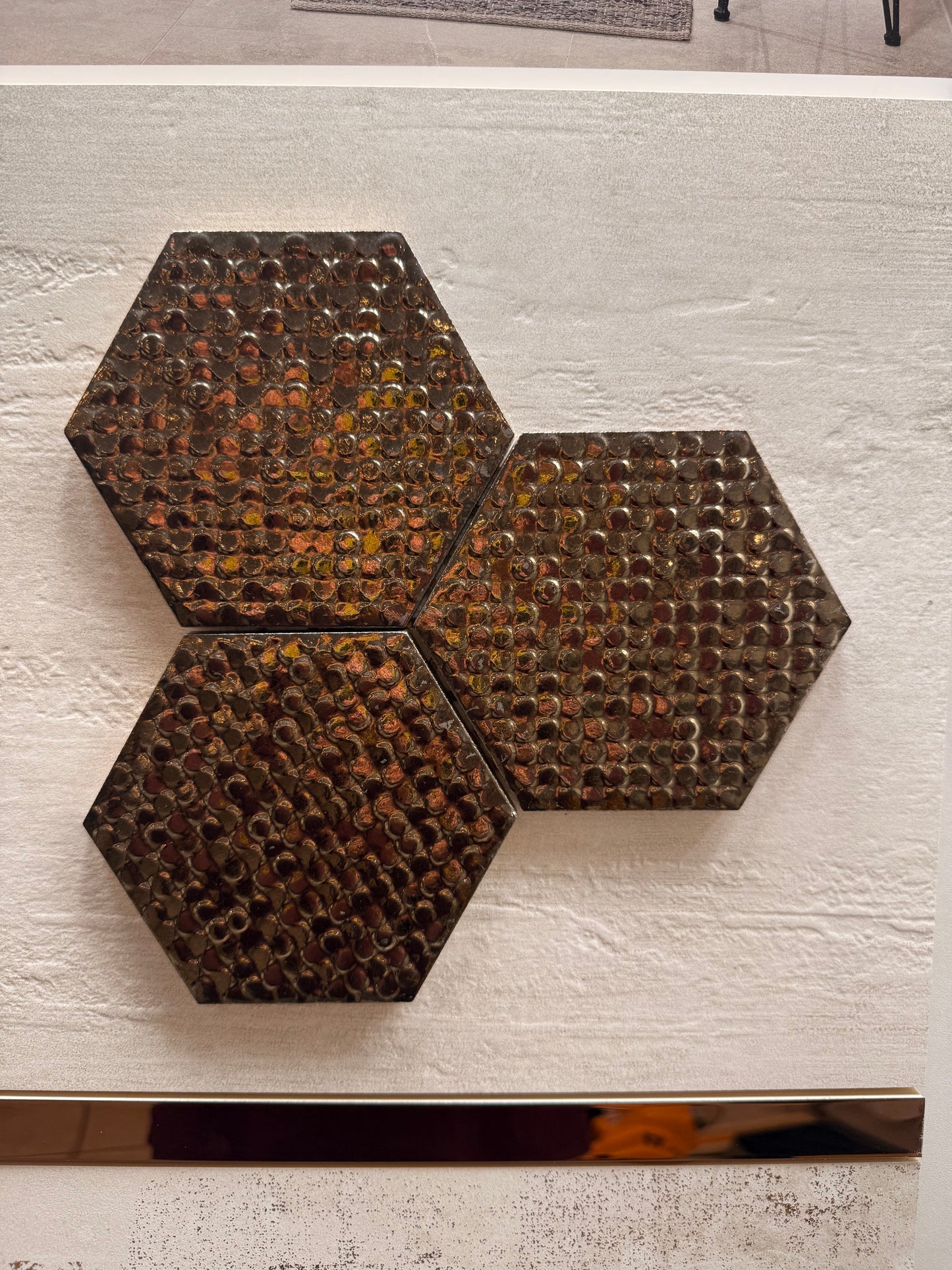 Shiny Copper Textured Hexagon 9x11