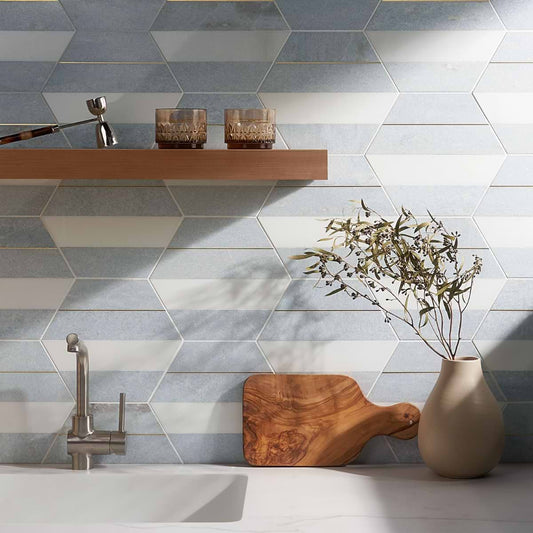 Blue Gold Brass Blue Celeste Thassos 9" Hex Polished