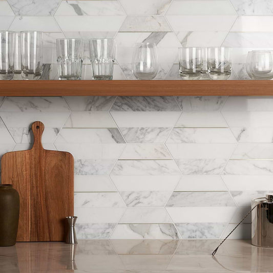 Bianco Gold Brass Thassos Calacatta 9" Hex Polished