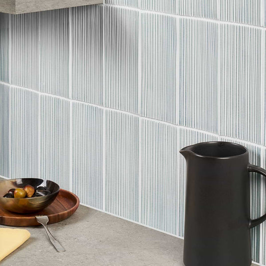 Sky Blue Fluted Ridged 4.5X9 Polished