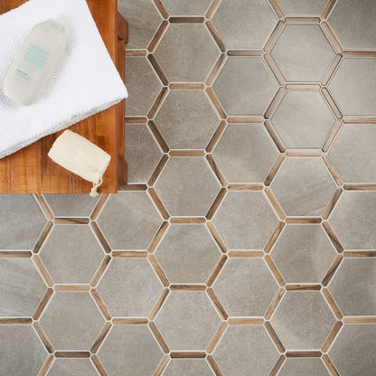 Cemento Gray 9" Hex Matte