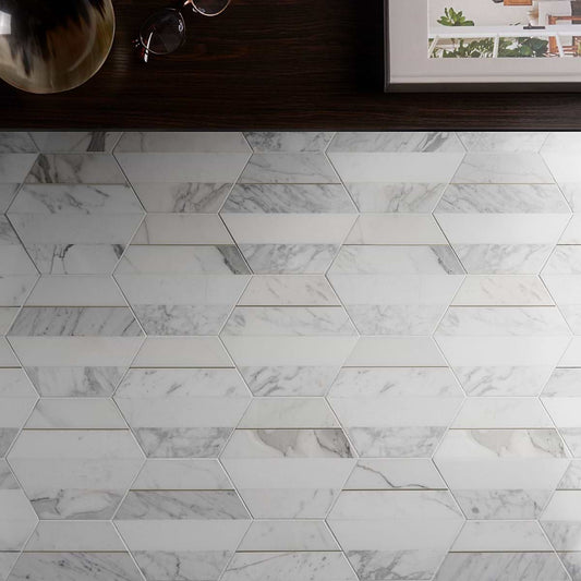 Bianco Gold Brass Thassos Calacatta 9" Hex Polished