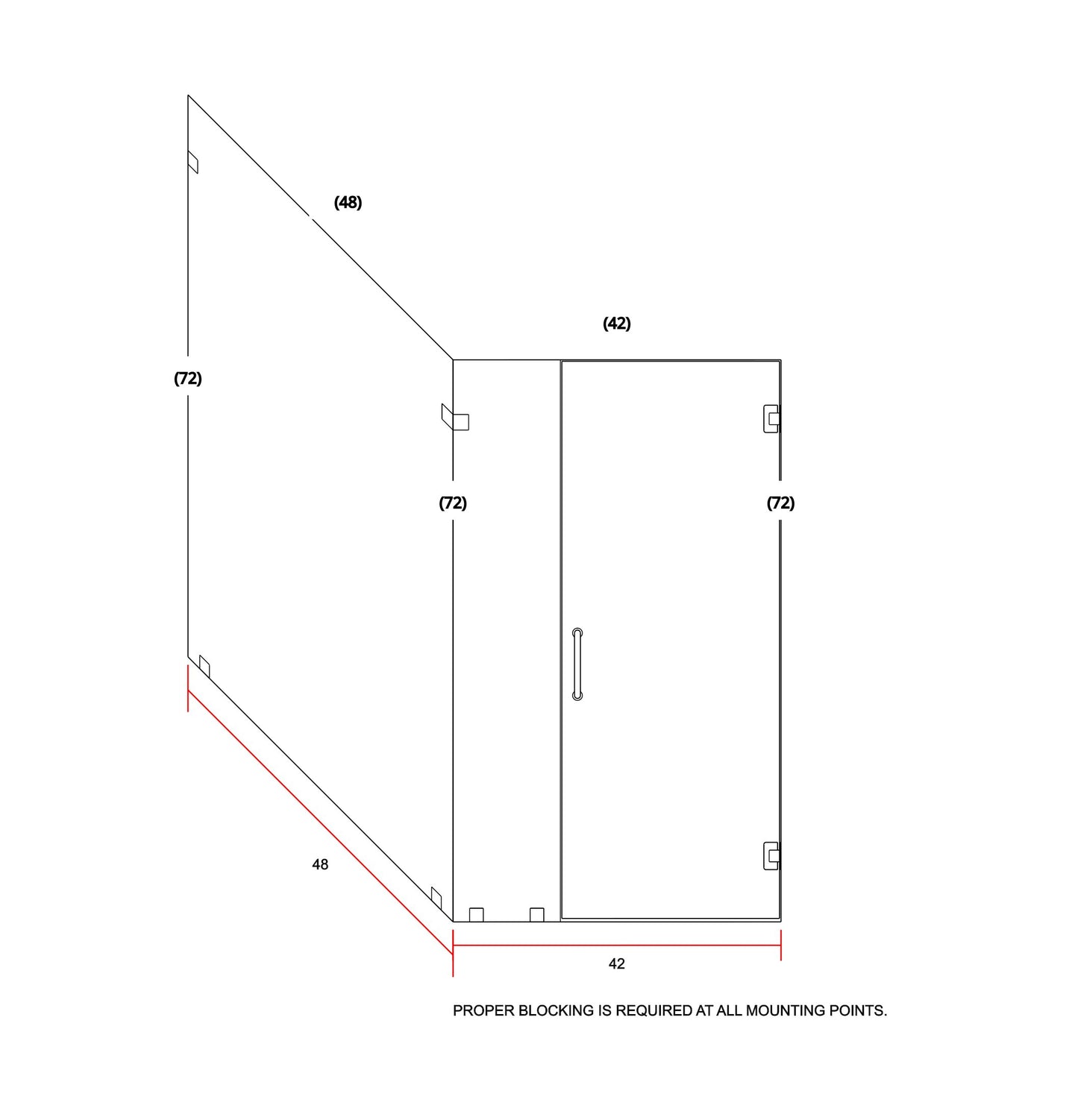 Glass Shower Enclosure 42",48"x72"