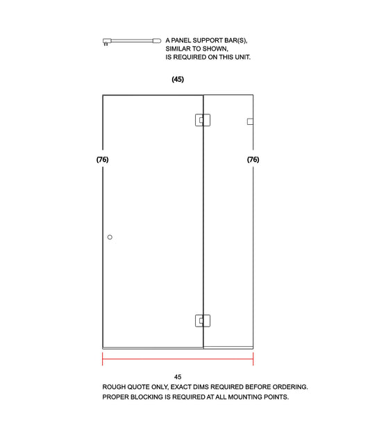 Glass Shower Enclosure 45"x76"