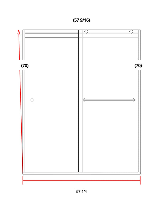 Glass Shower Enclosure 58"x70"