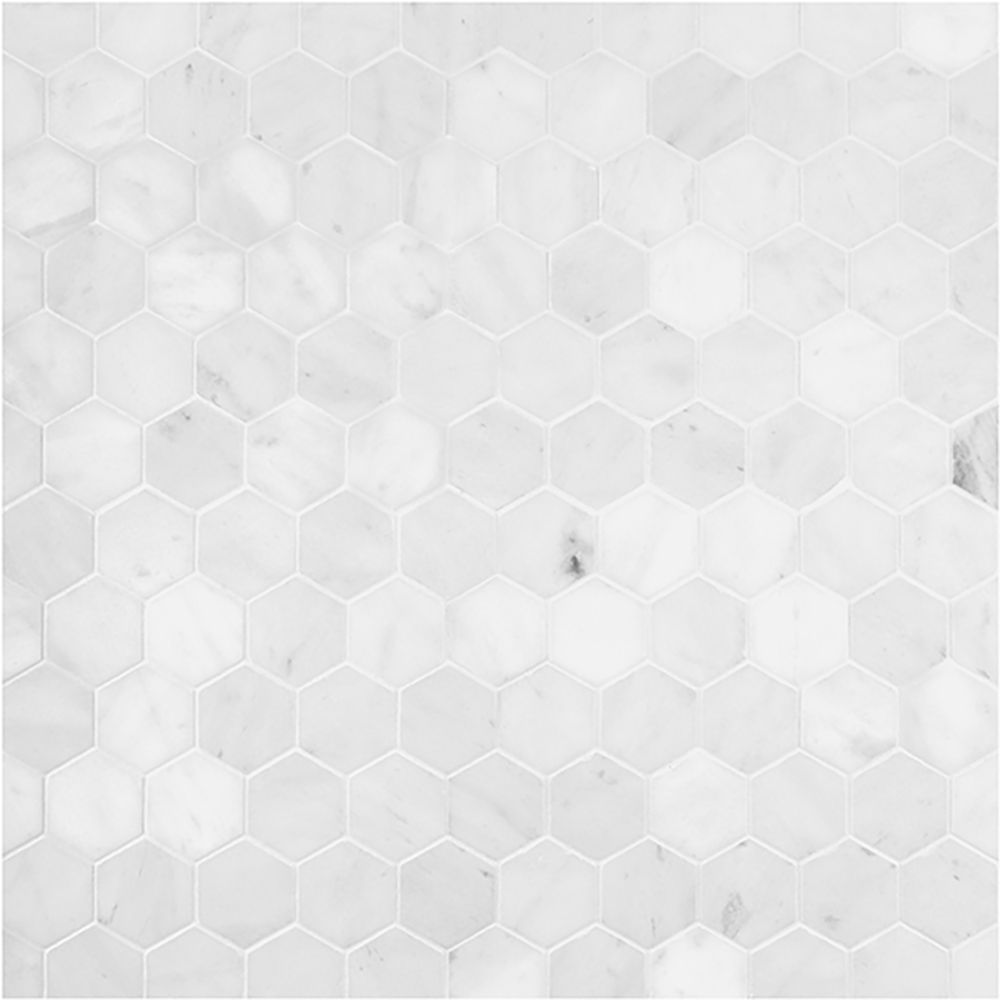 Crystal White 2" Hexagon 9x11