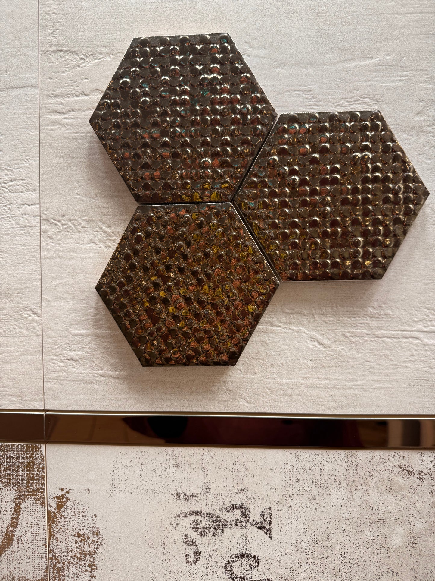 Shiny Copper Textured Hexagon 9x11