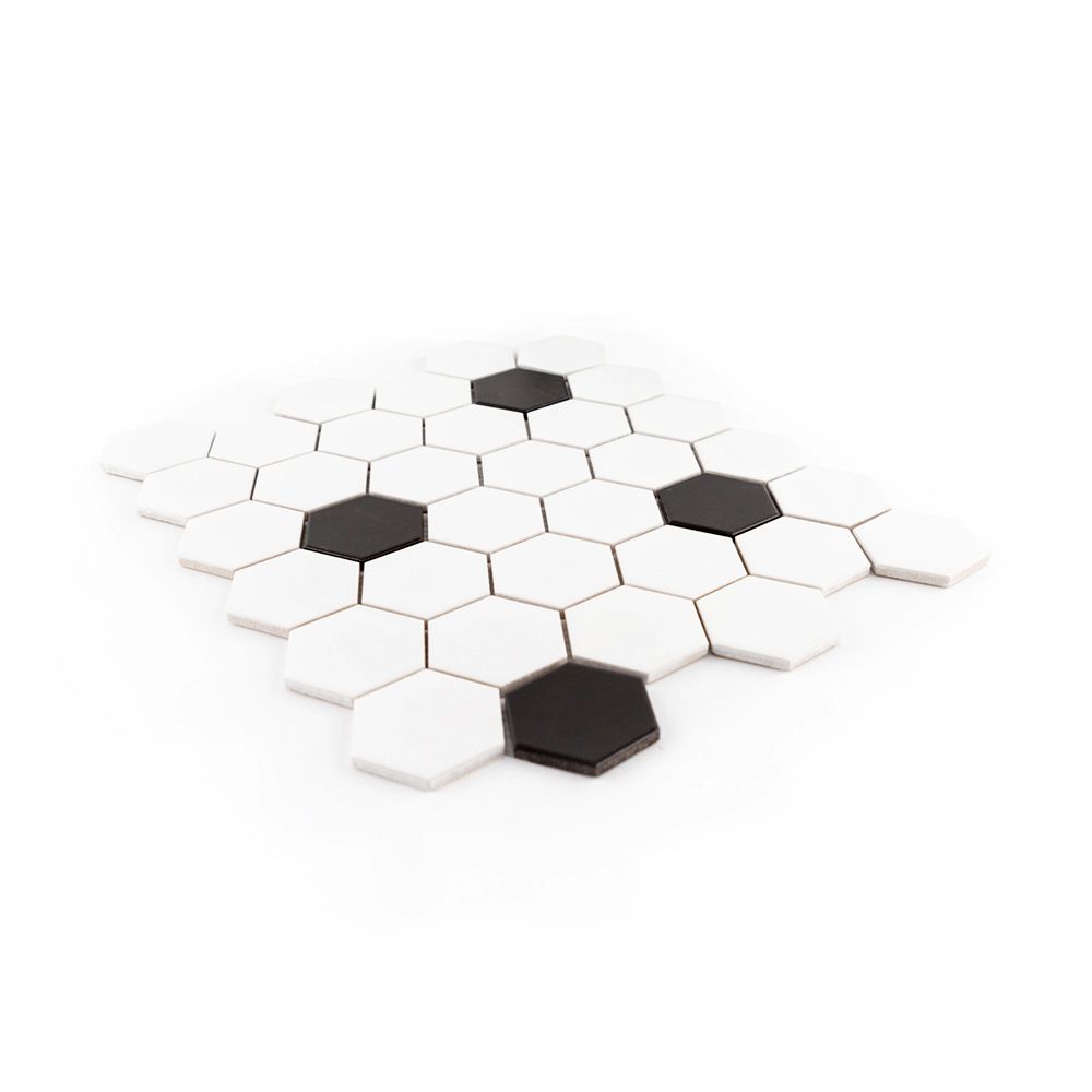 White/Black 2" Hexagon 11x12
