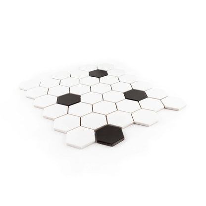 White/Black 2" Hexagon 11x12