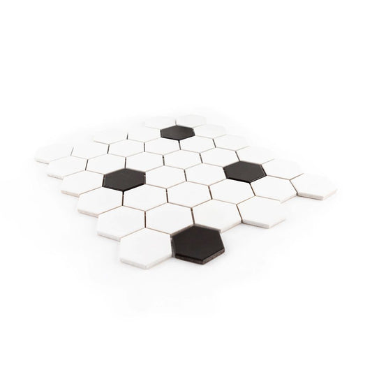 White/Black 2" Hexagon 11x12